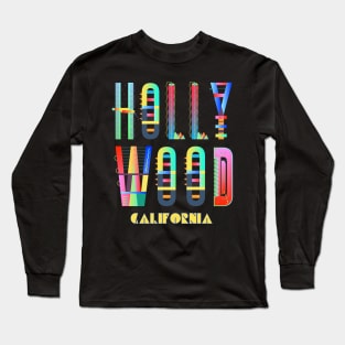 Hollywood, California - Cool Funky Cali Colorful - Long Sleeve T-Shirt